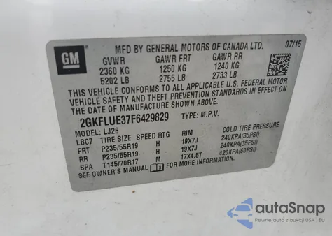 2015 GMC Terrain Denali из США, поврежденный, VIN 2GKFLUE37F6429829